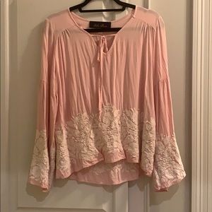 Pink floral embroidered Top